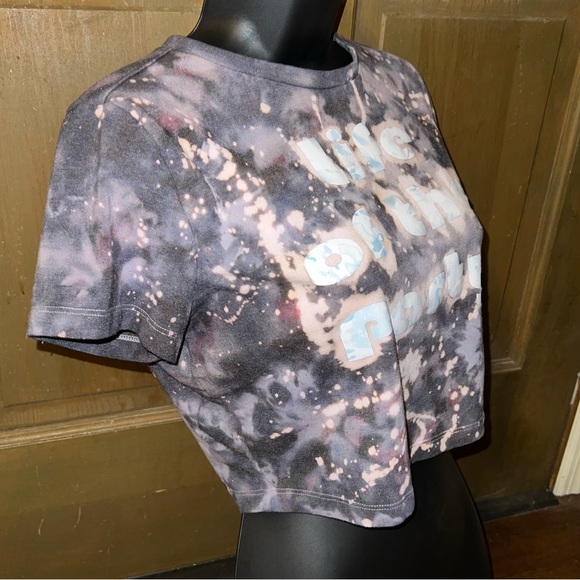 ⭐️Wild Fable “Life Of The Party” Purple & Gray Short Sleeve Crop Top Size L - Picture 4 of 9